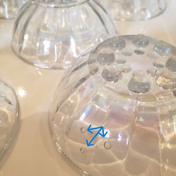 Vintage Iridescent Bubble-Foot Glass Bowls Set of 5 (4.25”) Clear Rainbow Finish - Picture 10 of 16